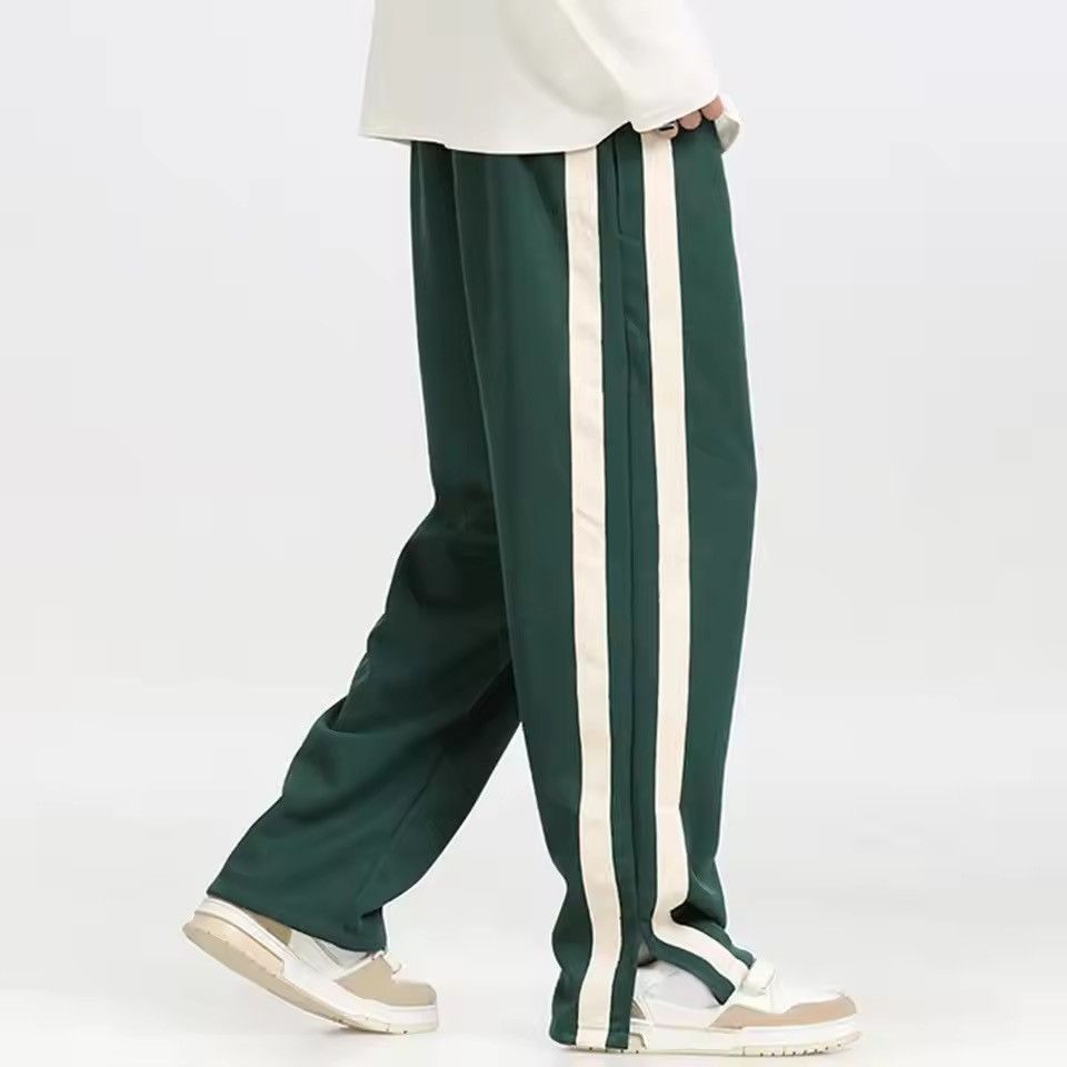 Japanese Brand Track Pants with Cream Side Stripes - Casual Streetwear Size US 32 / EU 48 - 4 Thumbnail