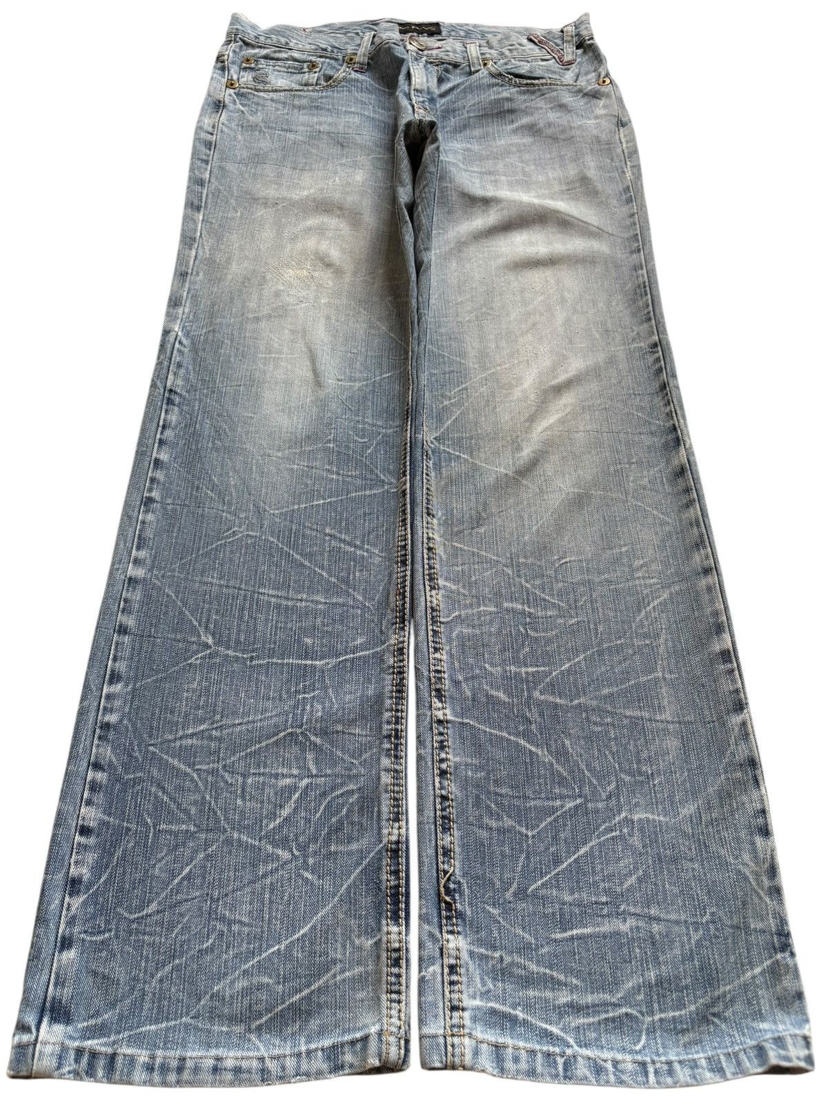 Japanese Brand Vintage Nylaus Embellished Distressed Loose Baggy Jeans Size US 32 / EU 48 - 1 Thumbnail