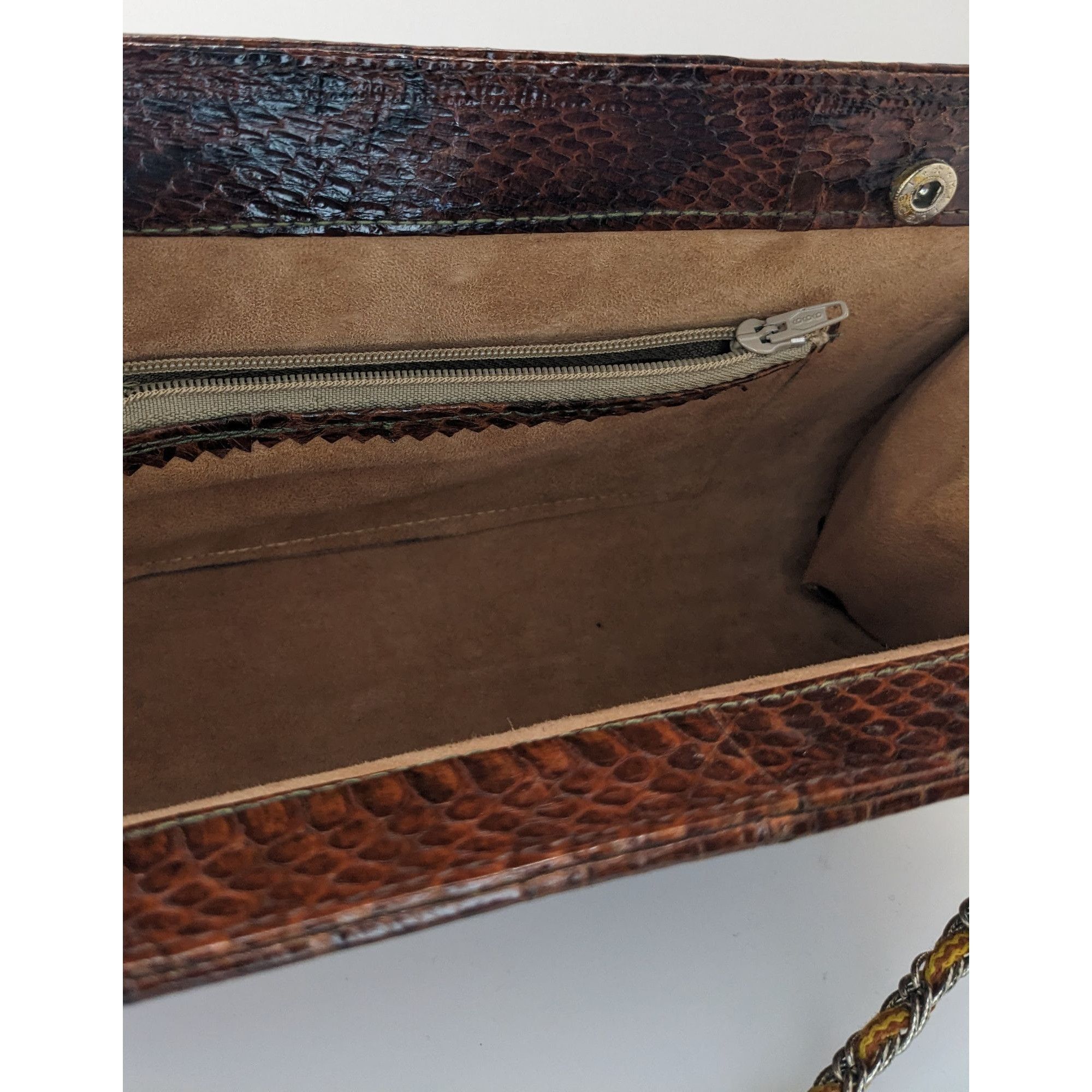 Other Vintage Patchwork Snakeskin Leather Clutch With Chain Strap Size ONE SIZE - 6 Thumbnail