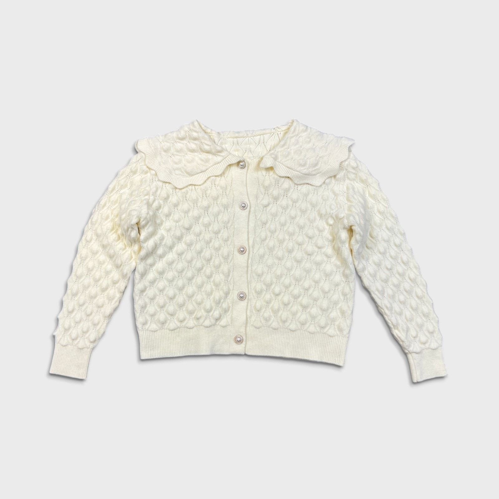 Vintage Vintage 90s Ivory Bobble Knit Cardigan Pearl Button Sweater Size S / US 4 / IT 40 - 1 Thumbnail