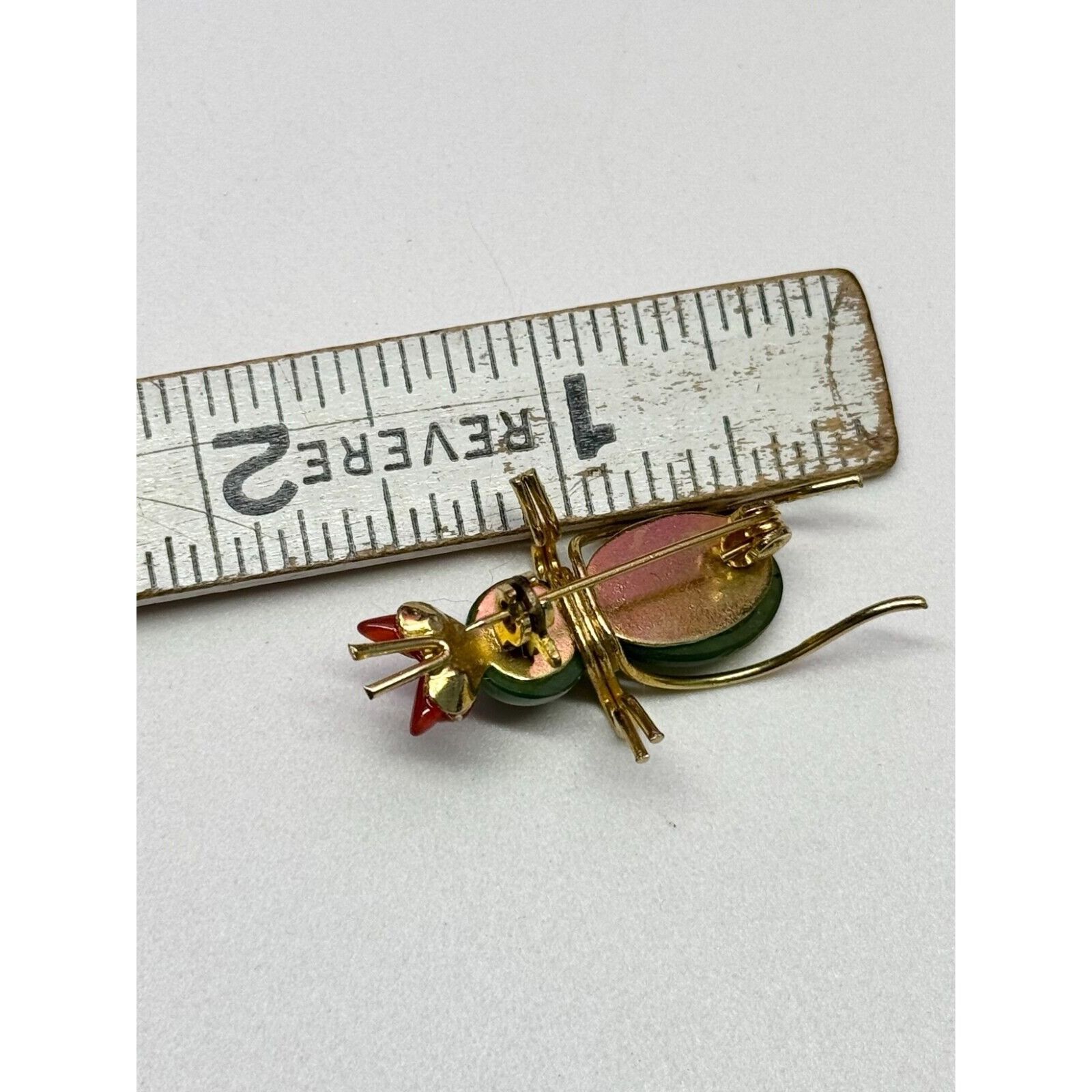 Vintage Vintage Jade Coral bug beetle insect brooch pin Size ONE SIZE - 4 Thumbnail