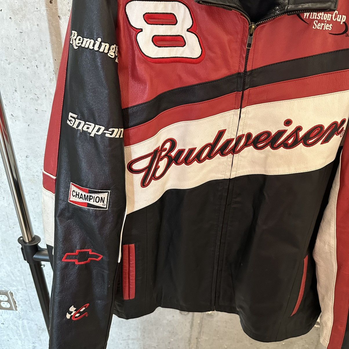 Chase Authentics Vintage 2000s D.Earnhardt Jr NASCAR Leather Jacket Budweiser Size US L / EU 52-54 / 3 - 3 Thumbnail