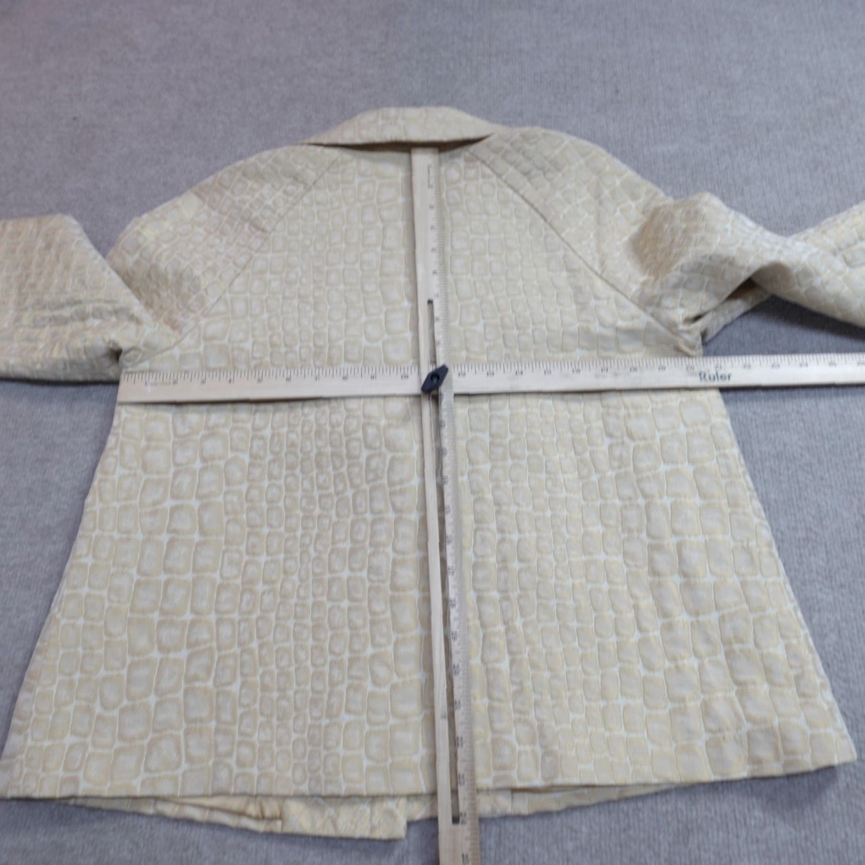St. John St. John Blazer Shirt Womens Jacket 10 Beige Geometric Silk Lined Long Sleeve Knit N/A Size L / US 10 / IT 46 - 6 Thumbnail