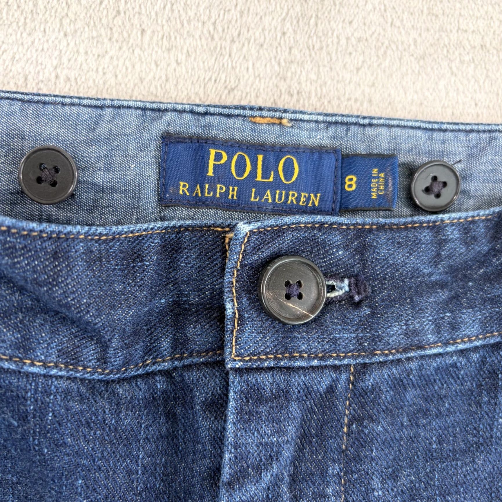 Polo Ralph Lauren Polo Ralph Lauren Jeans Blue Denim Women 8 Chino Trouser Cuffed Hem 27in Inseam Regular Rise 90s Pattern Pants Size 30" / US 8 / IT 44 - 2 Thumbnail