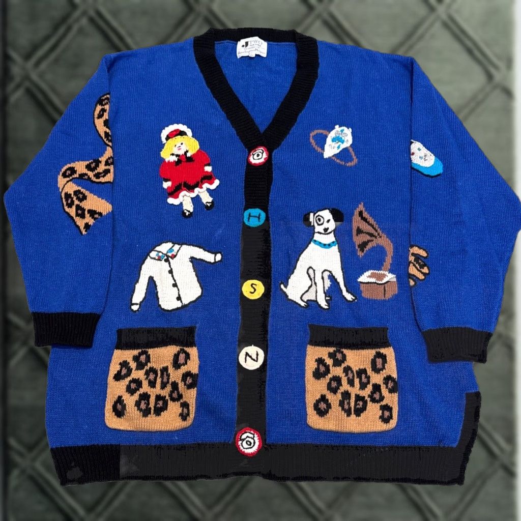 Vintage VINTAGE J Two Cardigan Sweater Knit Cotton Blue 3X Women 90s Plus Shirt Ladies Mens? Size XXL / US 16-18 / IT 52-54 - 1 Thumbnail