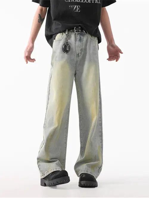 VIBE Gray and Yellow High Street Vintage Loose Fit Denim Shorts Size US 30 / EU 46 - 2 Thumbnail