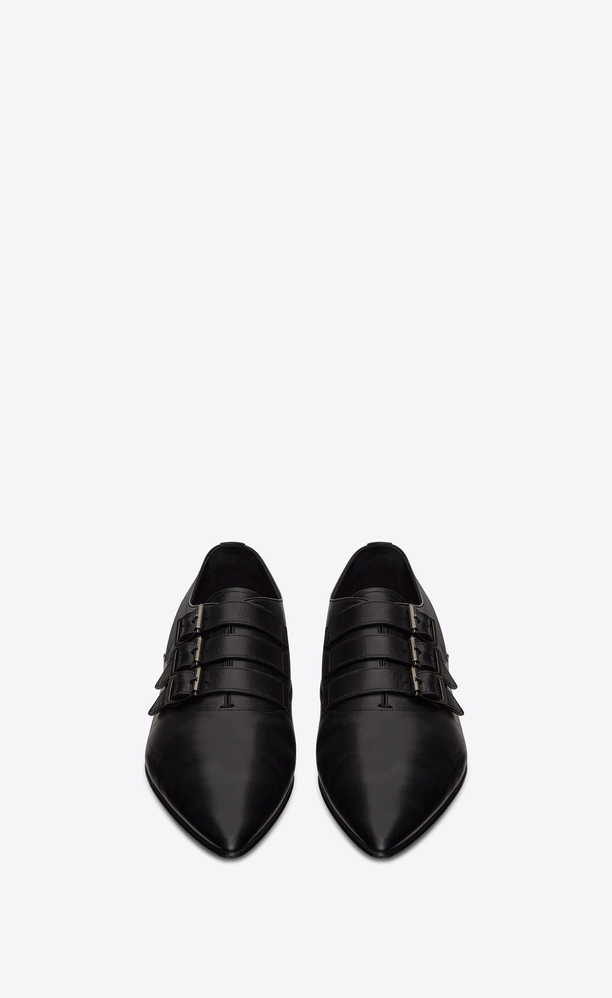 Saint Laurent Paris o1bcso1str0125 Stan Monkstraps In Smooth Leather in Black Size US 10 / EU 43 - 3 Thumbnail