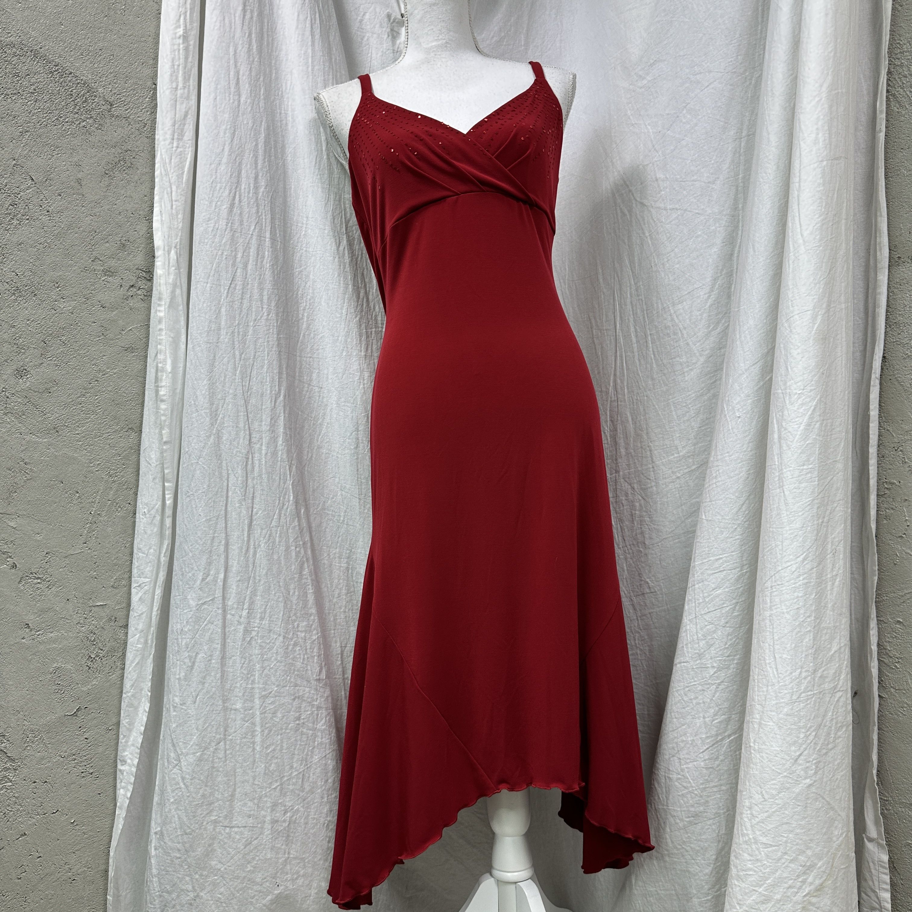Vintage Vintage Avant Garde Cherry Red Asymmetrical Dress Y2K Size L / US 10 / IT 46 - 1 Thumbnail