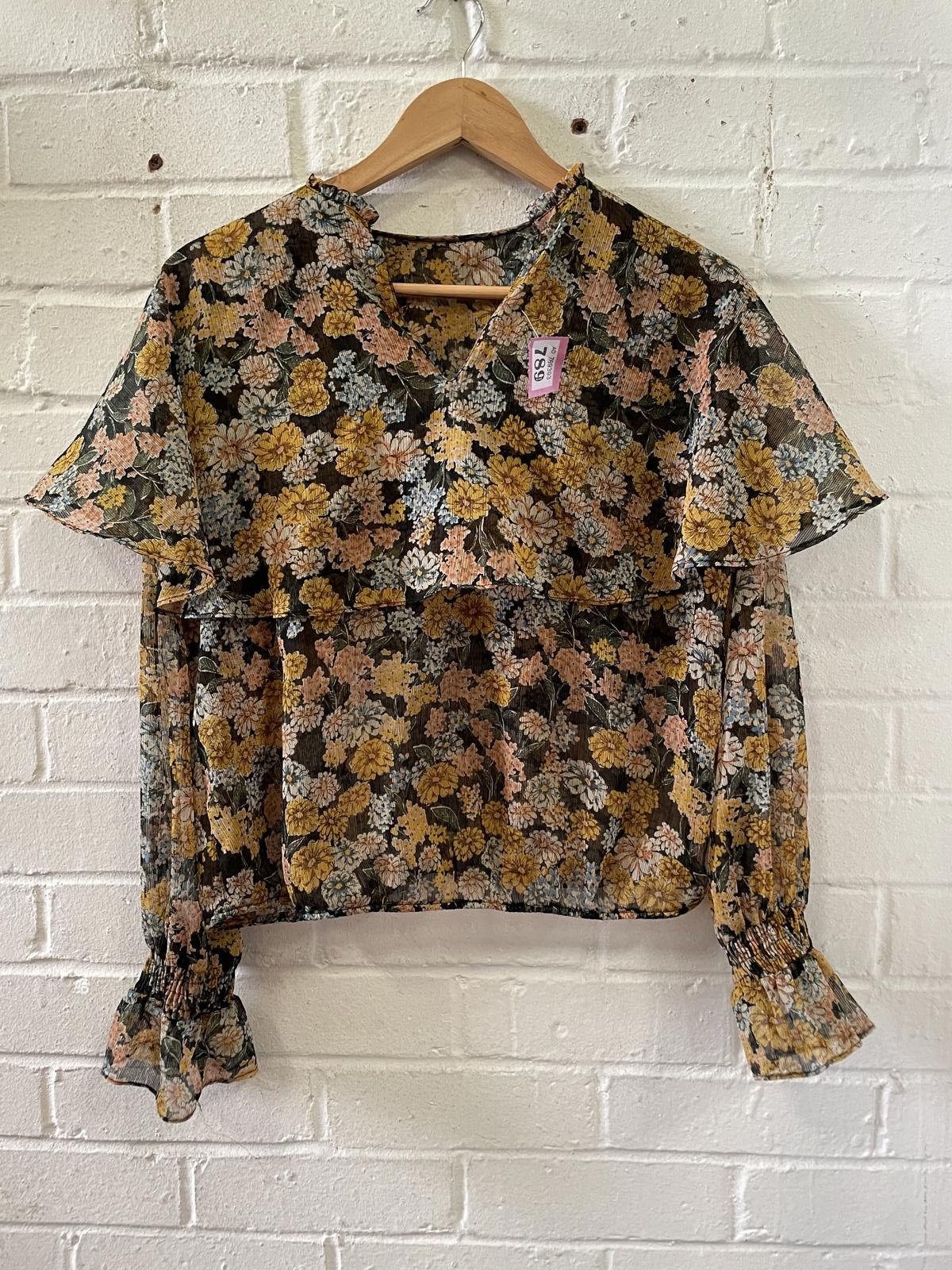 Unknown London Sheer Floral Print Long Sleeve Blouse Size ONE SIZE - 1 Thumbnail