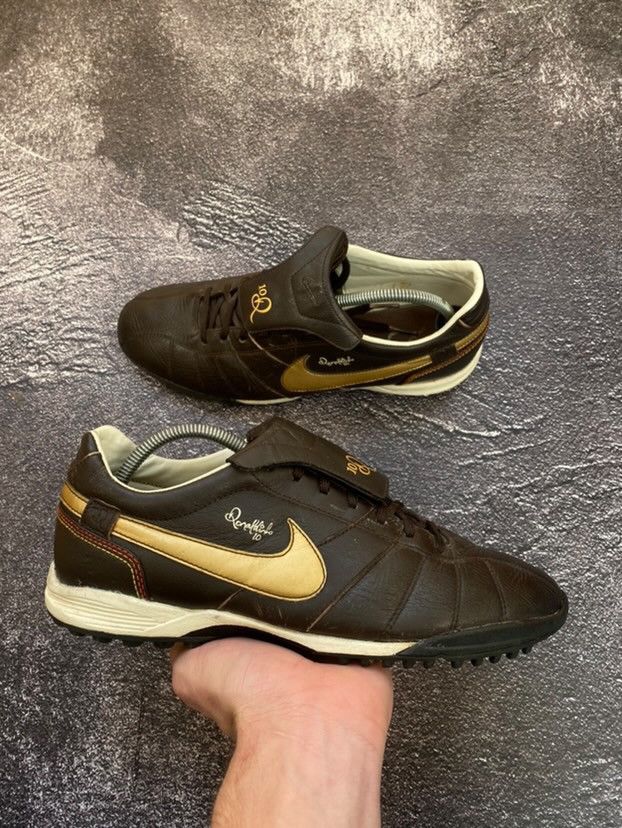 Nike Streetwear Vintage Nike Tiempo R10 Ronaldinho Indoor RARE Soccer Shoes Brown Grailed