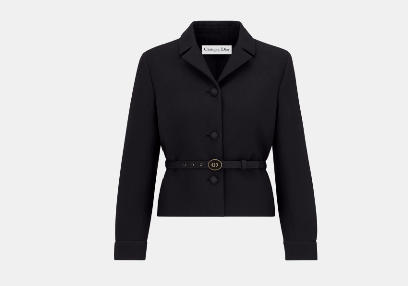 o1w1db10525 221V08 Cropped Jacket with Dior Belt in Black