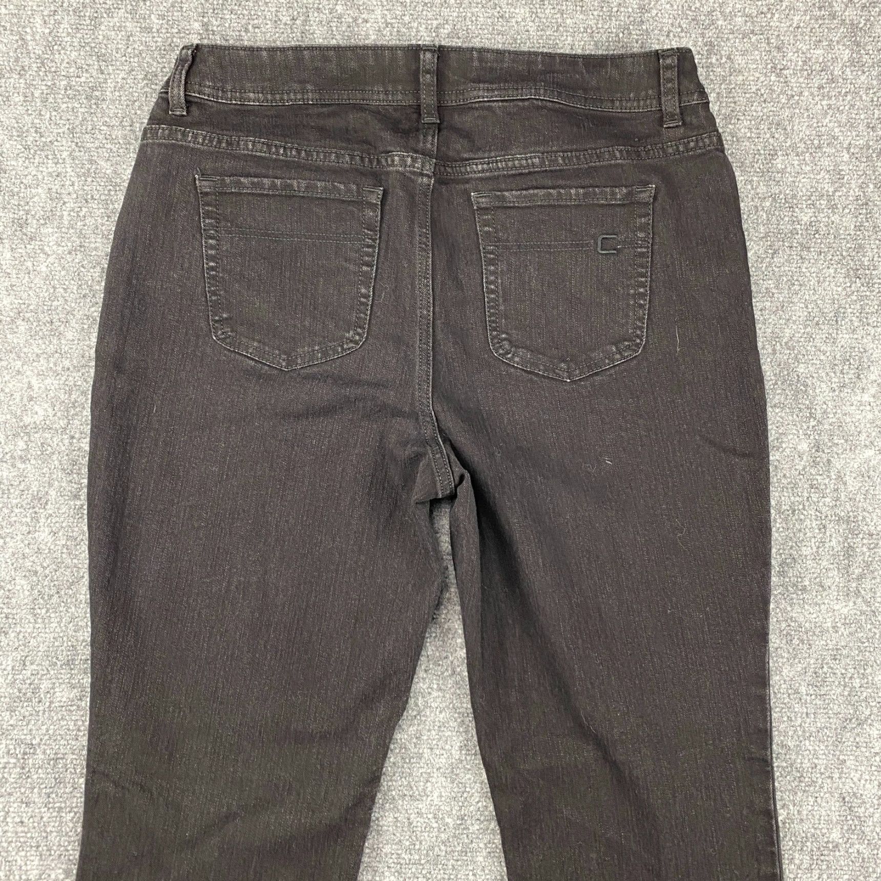 Vintage Chico's Jeans Women's 1.5 Bootcut Dark Wash Distressed Black Denim Stretch Pocket Logo Belt Loops Regular 32" Inseam Denim Jeans Womens Size 26" / US 2 / IT 38 - 6 Thumbnail