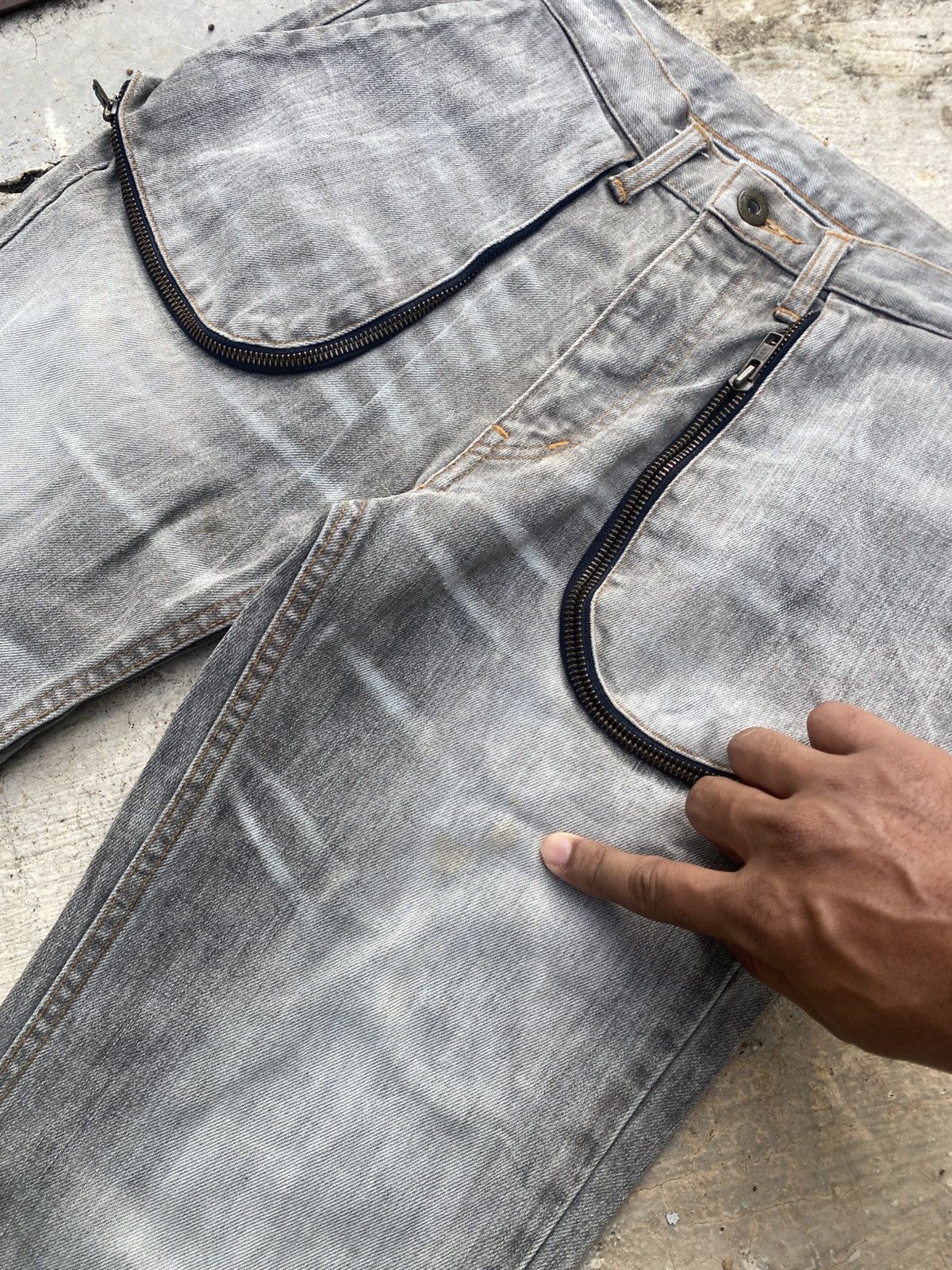 Japanese Brand Vintage L.Z.G Streetwear Grey Denim with Dual Zip Pockets Size US 32 / EU 48 - 6 Thumbnail