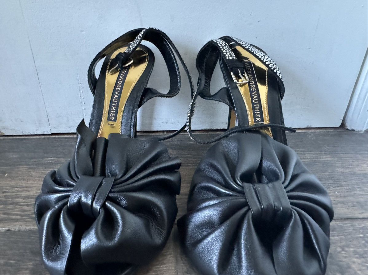 Alexandre Vauthier Bowie Black Leather Bow Crystal Sandals Pumps Size US 8 / IT 38 - 1 Thumbnail