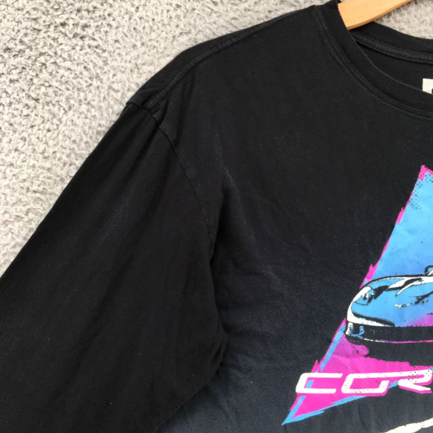 Vintage GM Corvette Graphic Tee T-Shirt Womens XL Black Long Sleeve Cropped Crew Neck Size XL / US 12-14 / IT 48-50 - 6 Thumbnail