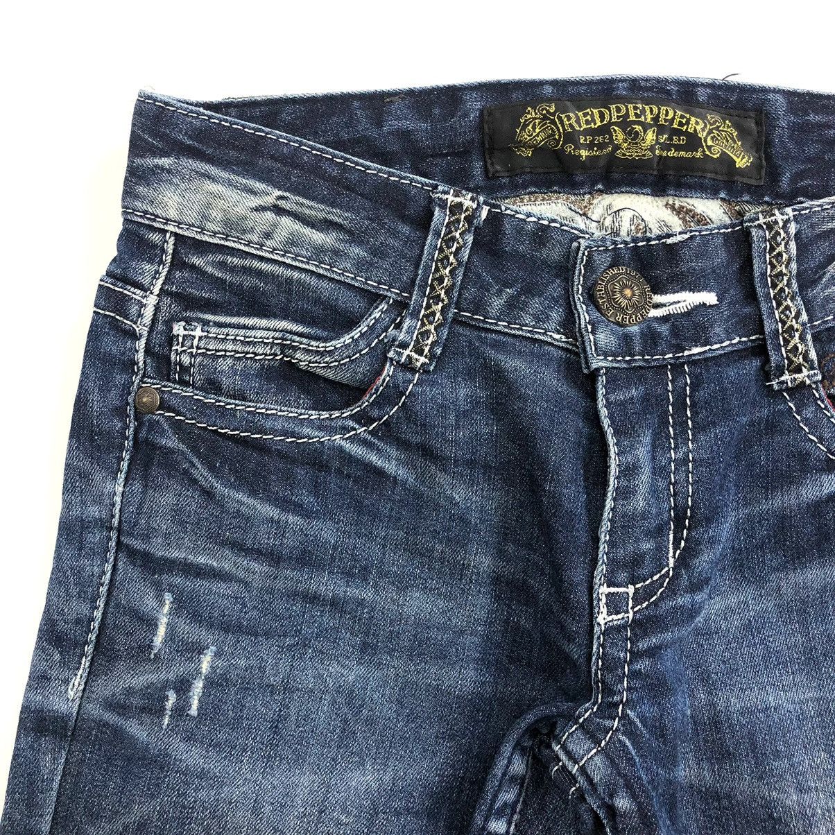 14th Addiction × If Six Was Nine × Japanese Brand Y2K Vintage Red Pepper Cross Punk Distressed Skinny Jeans Size 28" / US 6 / IT 42 - 12 Thumbnail