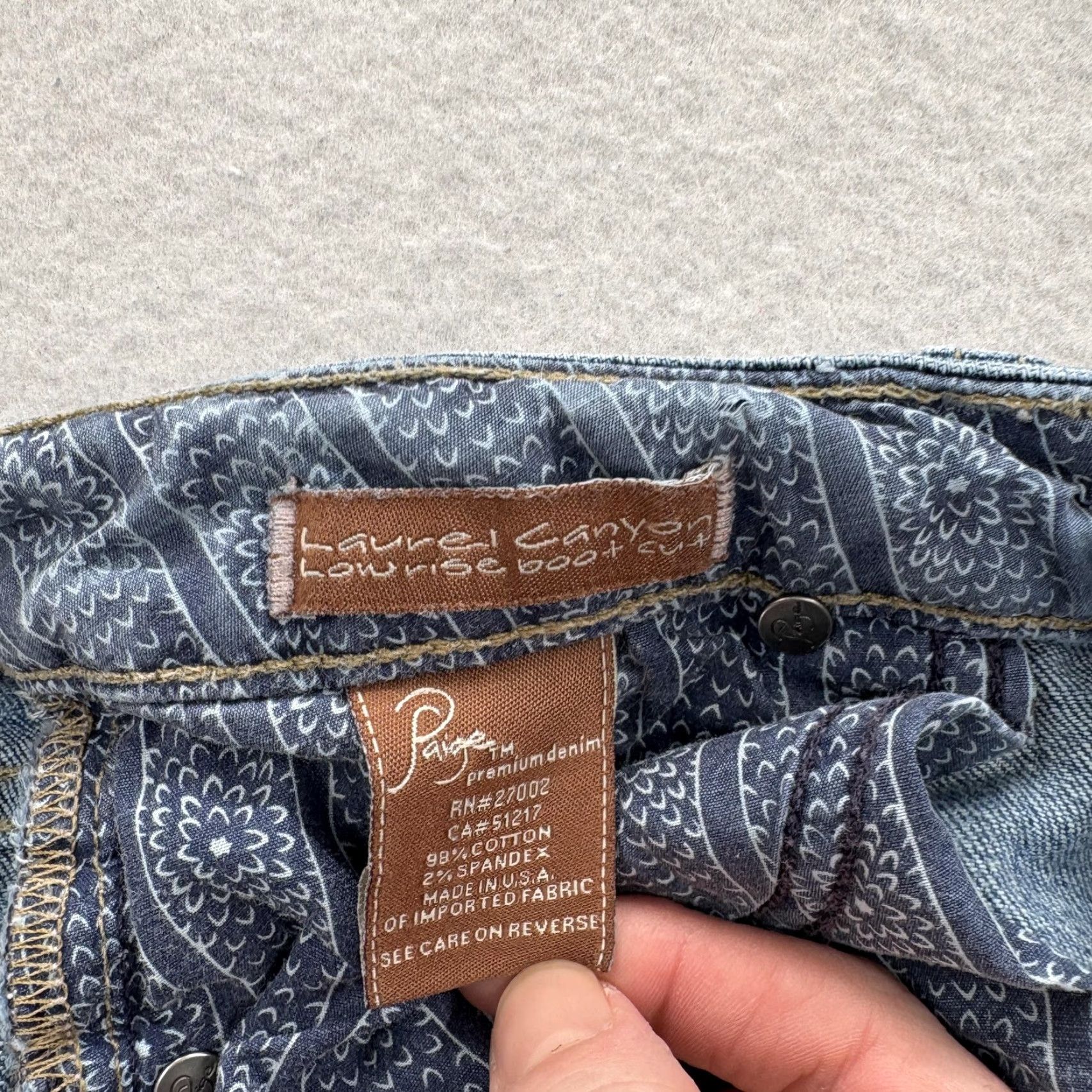 Paige Paige Laurel Canyon Bootcut Jeans Womens 28 Blue Low Rise Stretch Embroidered Size 28" / US 6 / IT 42 - 5 Thumbnail
