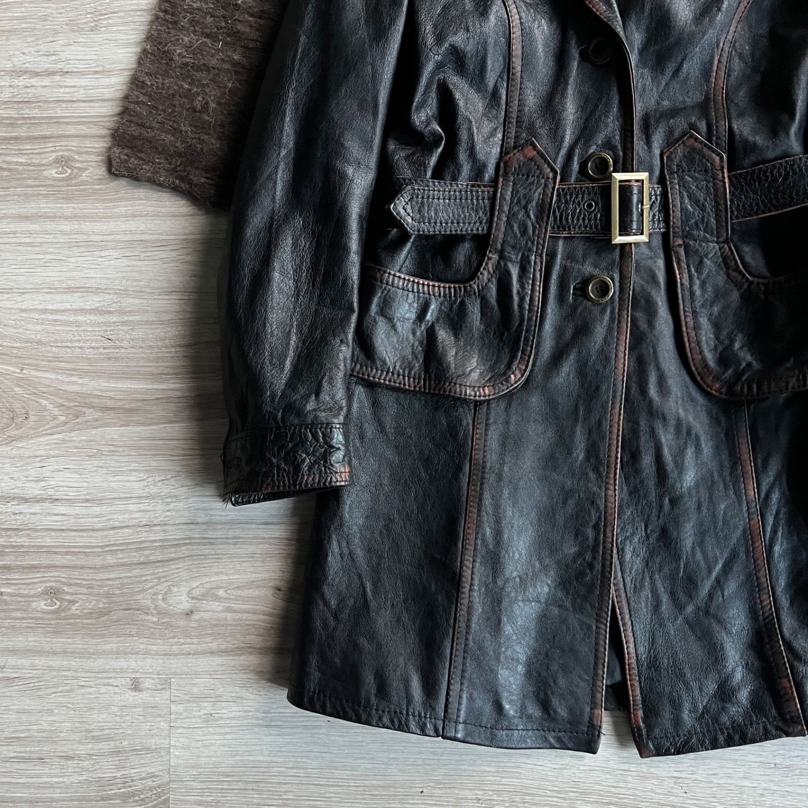 Vintage Vintage Italian Leather Trench Coat Belted Coat 9731AC Size S / US 4 / IT 40 - 7 Thumbnail