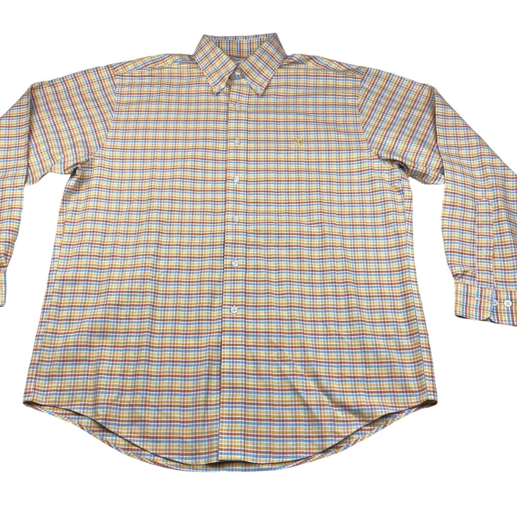 Brooks Brothers Brooks Brothers Shirt Button-Up Long Sleeve Non-Iron Yellow Plaid Button-Front Large Mens Size US L / EU 52-54 / 3 - 3 Thumbnail