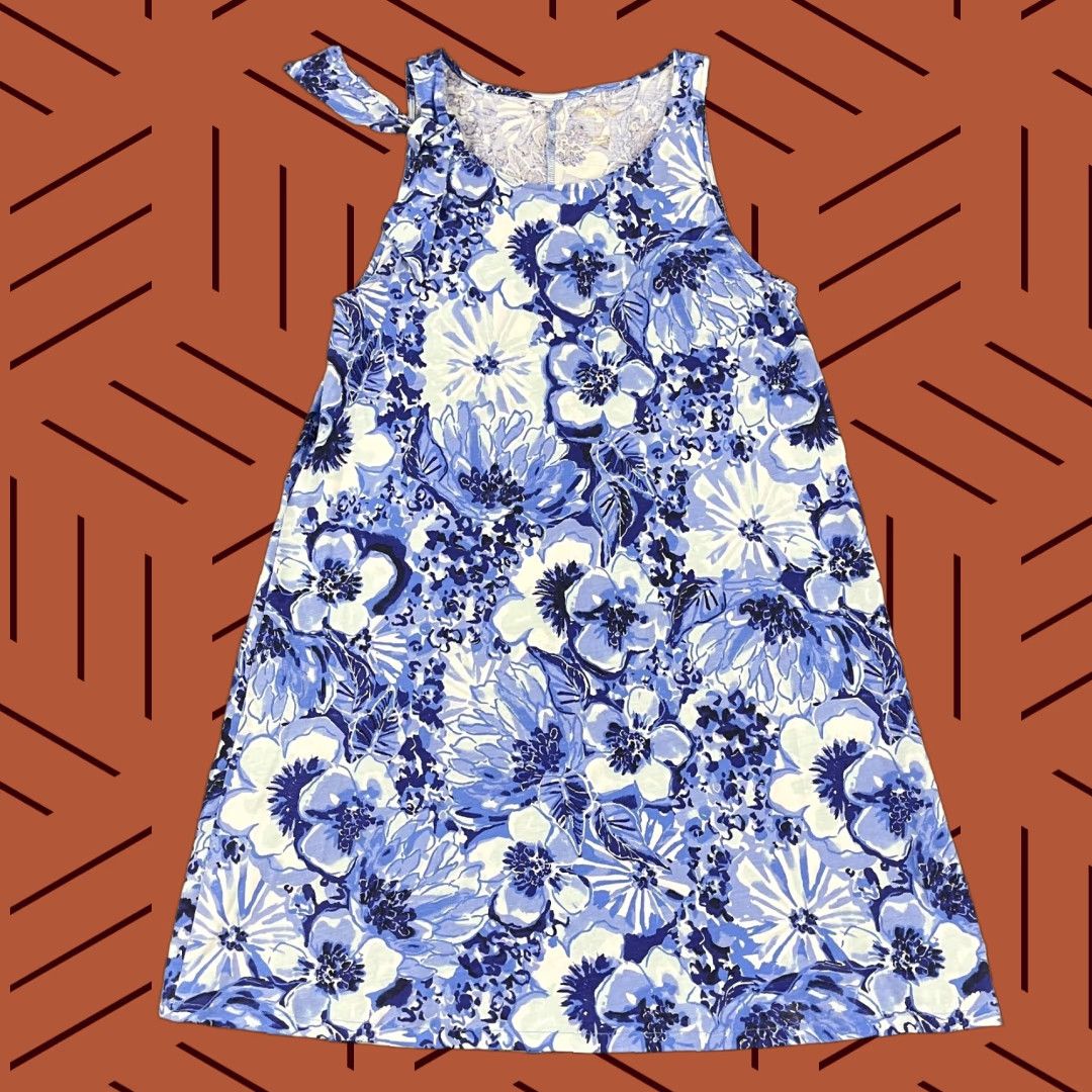 Lilly Pulitzer Lilly Pulitzer Luella Tank Dress Womens Medium Coastal Blue White Floral Preppy Size M / US 6-8 / IT 42-44 - 1 Thumbnail