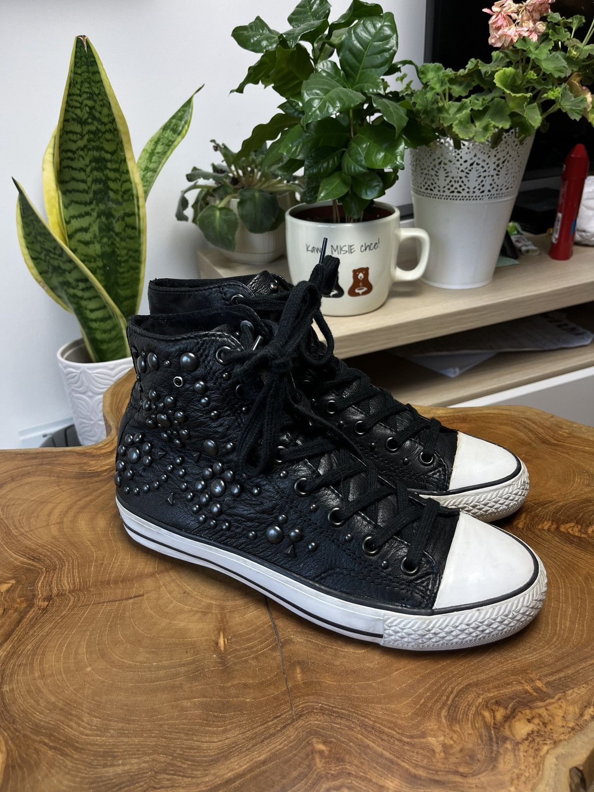 Ash Vintage Studded Hi-Top Converse Punk Sneakers japanese