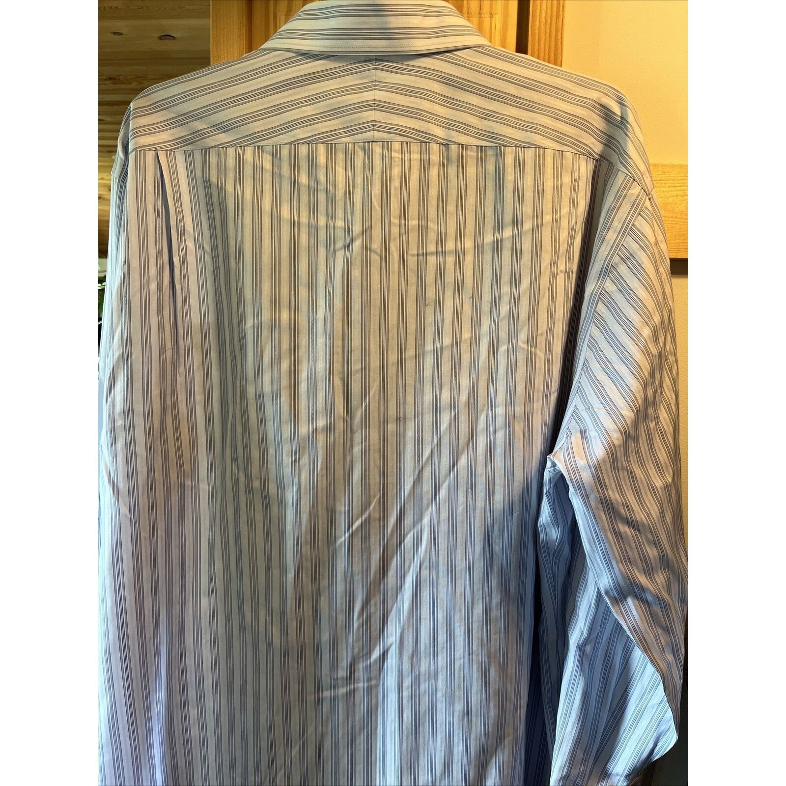 Nordstrom Nordstrom Men’s 17 35 Blue Grey Striped Button Cotton Shirt Size US XXL / EU 58 / 5 - 9 Thumbnail