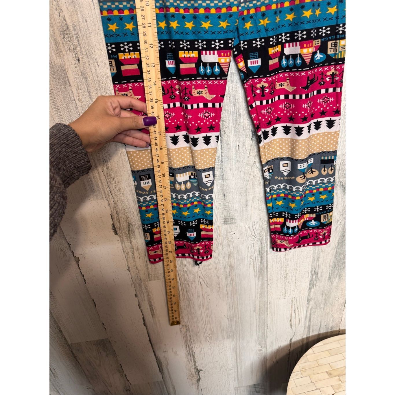 Other Beautiful Cozy Printed Leggings XL/XXL Multicolor Stretch So Size 32" / US 10 / IT 46 - 8 Thumbnail