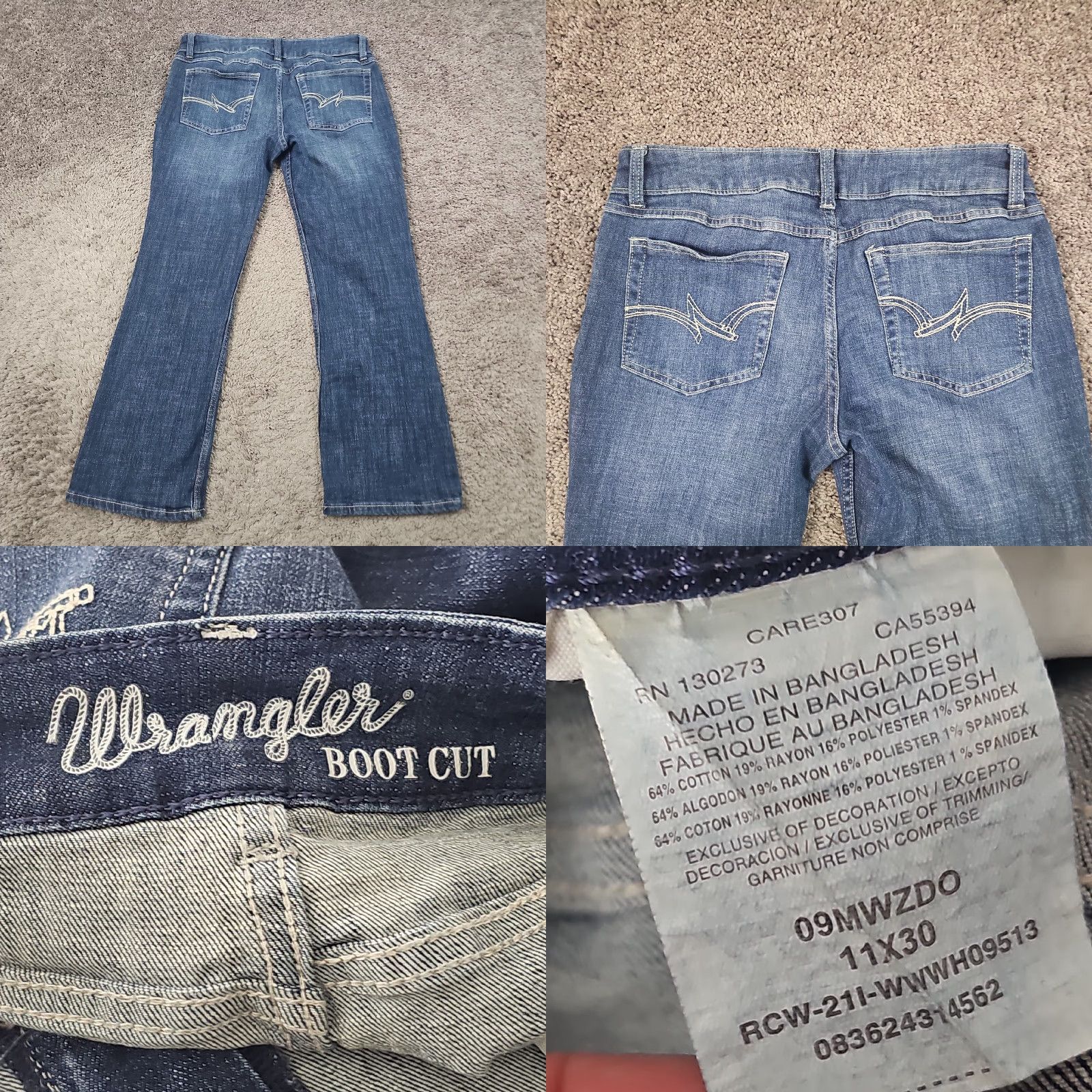 Wrangler Wrangler Jeans Womens Bootcut Denim 31x28 Mid Rise Stretch 11 Blue Cotton Spandex Polyester Size 32" / US 10 / IT 46 - 8 Thumbnail