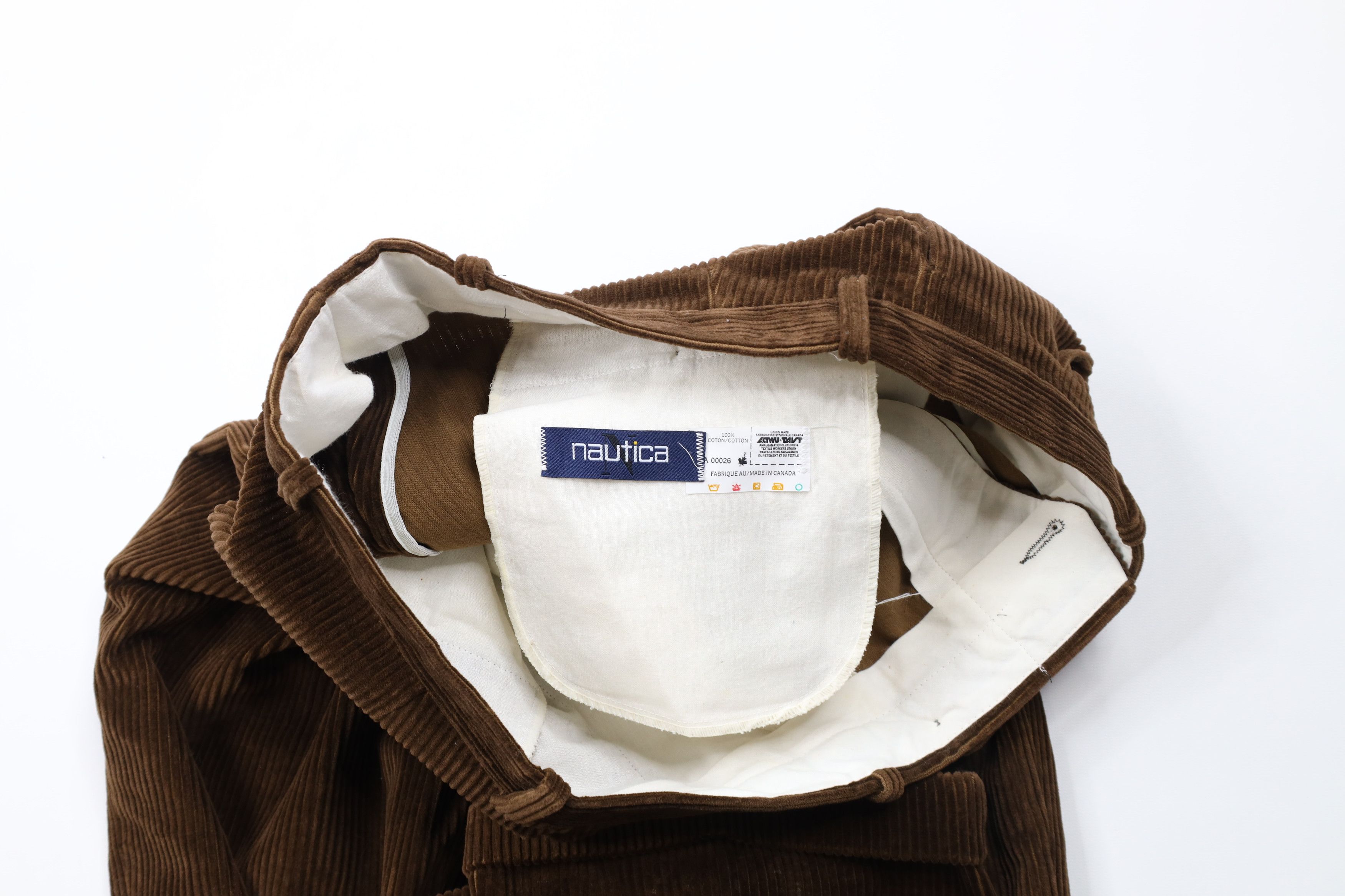 Nautica × Vintage Vintage 90s Nautica Pleated Wide Leg Cuffed Corduroy Pants Size US 34 / EU 50 - 6 Thumbnail
