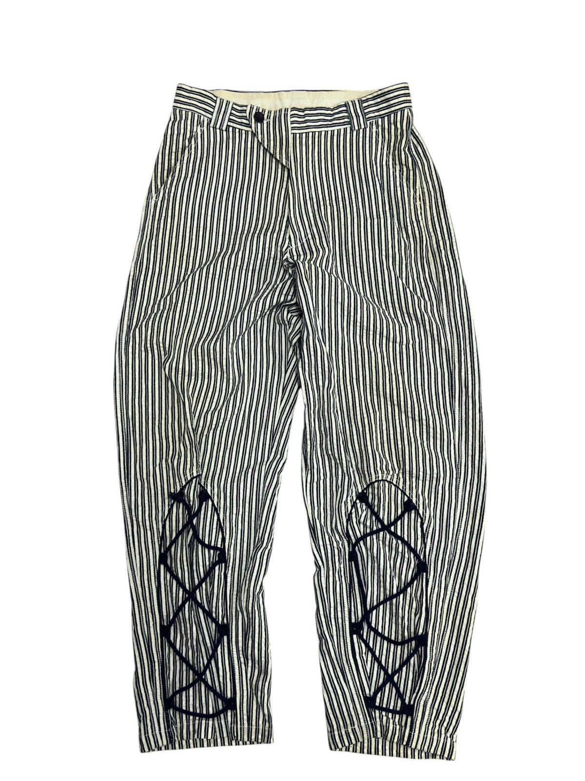 Giorgio Armani Vtg Emporio Armani Vertical Stripe Adjustable String Pant Size US 29 - 2 Thumbnail