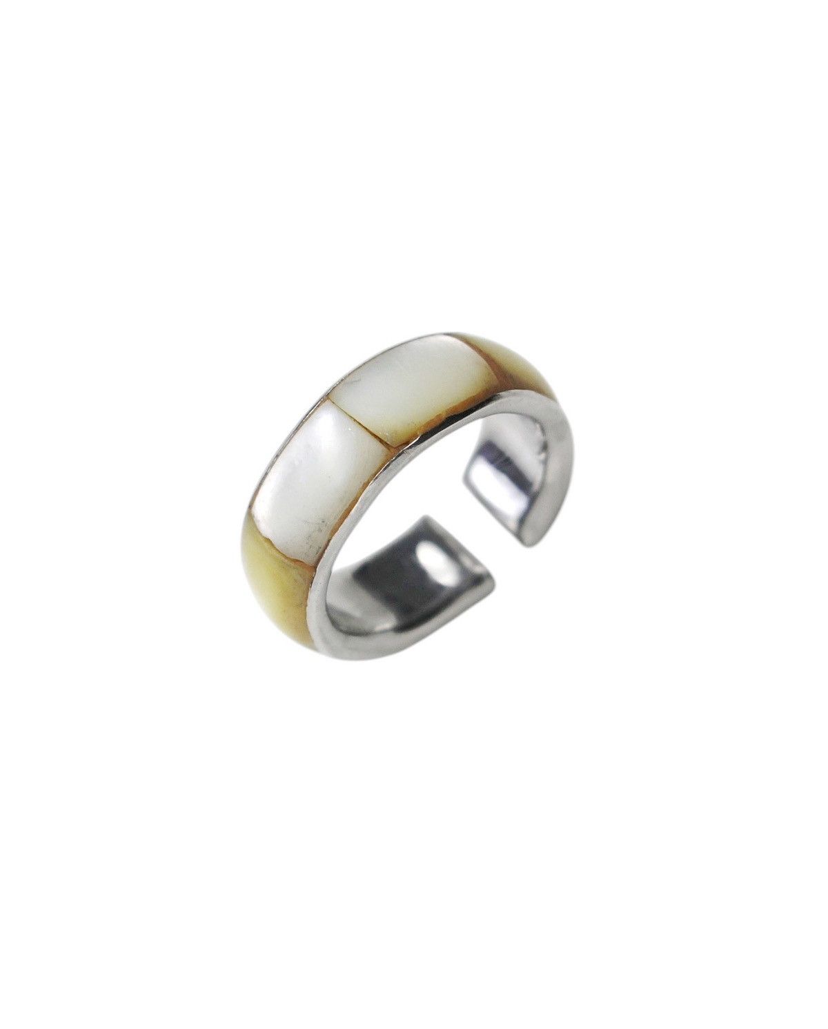 Vintage 2000S JAPANESE MADE MOTHER OF PEARL INLAY OPEN RING Size ONE SIZE - 1 Thumbnail