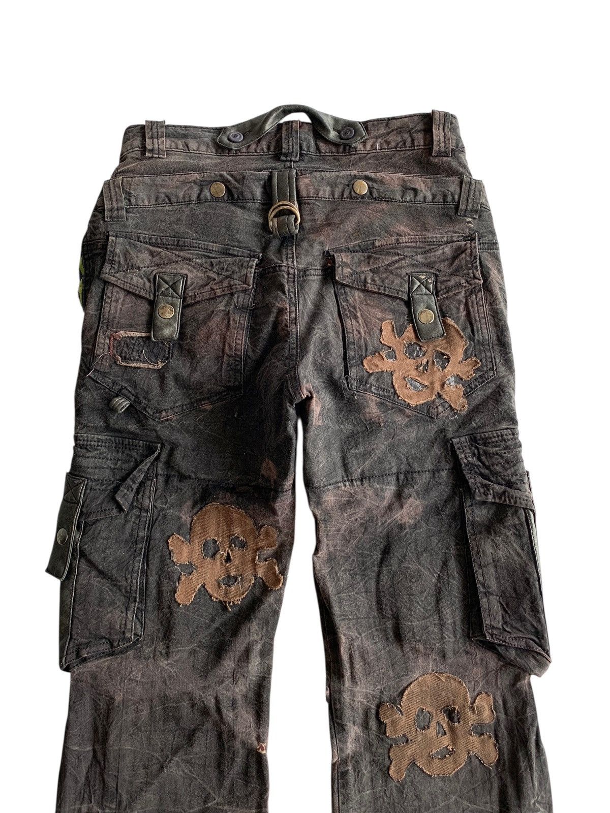 If Six Was Nine FLARE RAIN DOUBLE WAIST PUNK SKULL CUSTOM DISTRESSED DENIM Size US 28 / EU 44 - 7 Thumbnail
