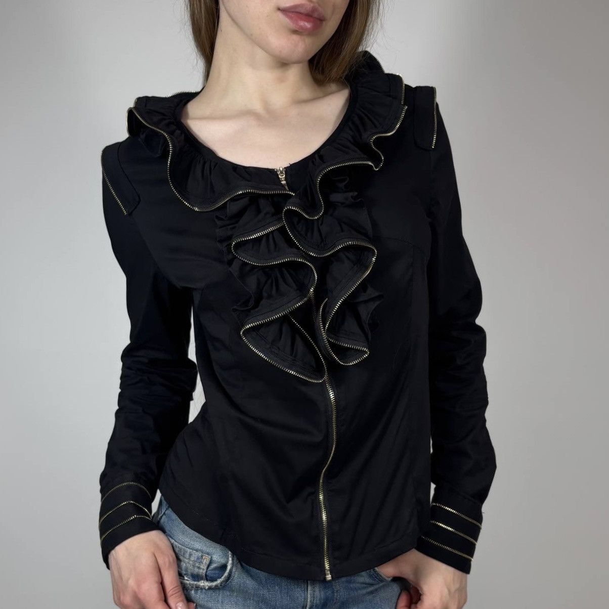 Japanese Brand Vintage Y2K Japanese Zip Asymmetrical Style Blouses Shirt Size M / US 6-8 / IT 42-44 - 1 Thumbnail