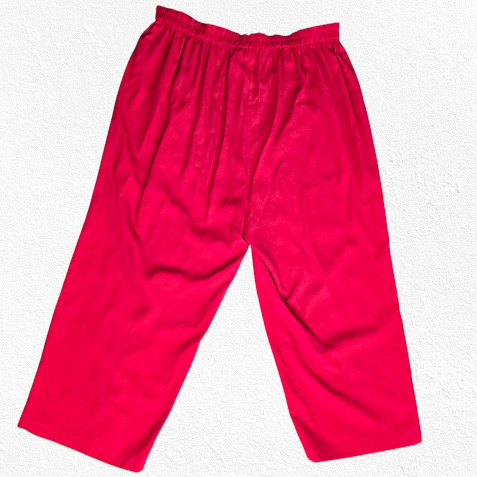 Vintage Vintage Red Silk Floral Embroidery Capri Pants Size 14 Size 36" / US 14 / IT 50 - 6 Thumbnail