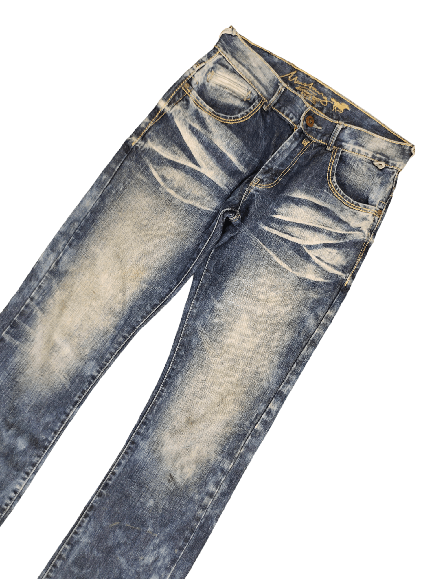 GOSTAR DE FUGA Vintage Y2k Mustang Clawmark Faded Denim Pants Size US 31 - 5 Thumbnail