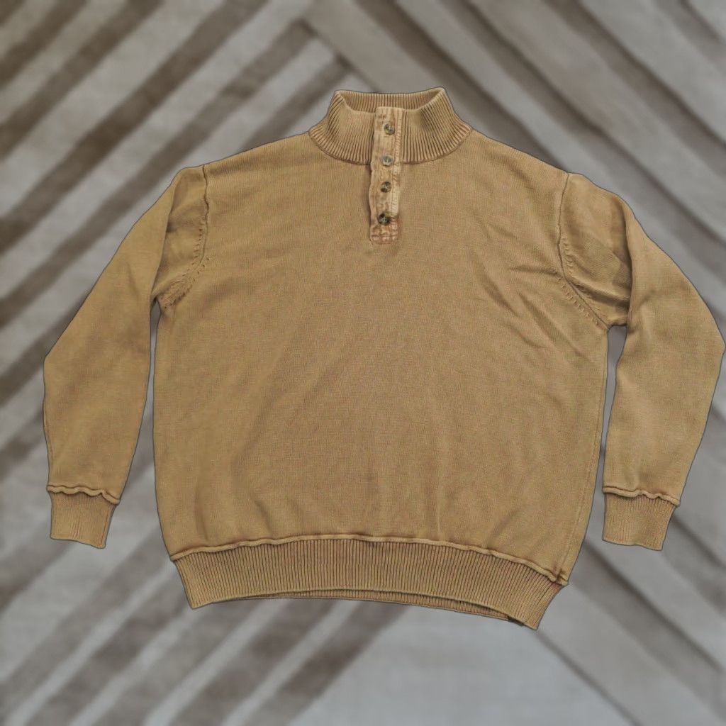 Vintage Cabela's Sweater Mens L Brown Teal Henley Button Cotton Outdoors Knit Mock Neck Casual Long Sleeve Size US L / EU 52-54 / 3 - 1 Thumbnail