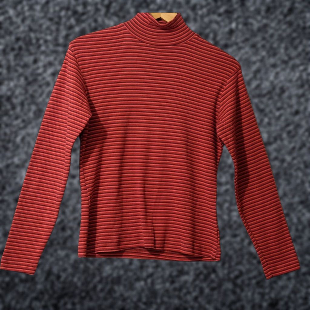 Vintage VINTAGE Columbia Shirt Mock Neck Stripe Red/Black/Pink Women's M #H81-4 Size M / US 6-8 / IT 42-44 - 1 Thumbnail