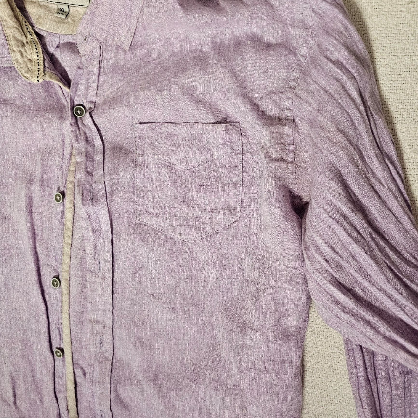 Vintage Report Collection Shirt Adult XL Purple Linen Button-Down Long Sleeve Mens Size US XL / EU 56 / 4 - 3 Thumbnail