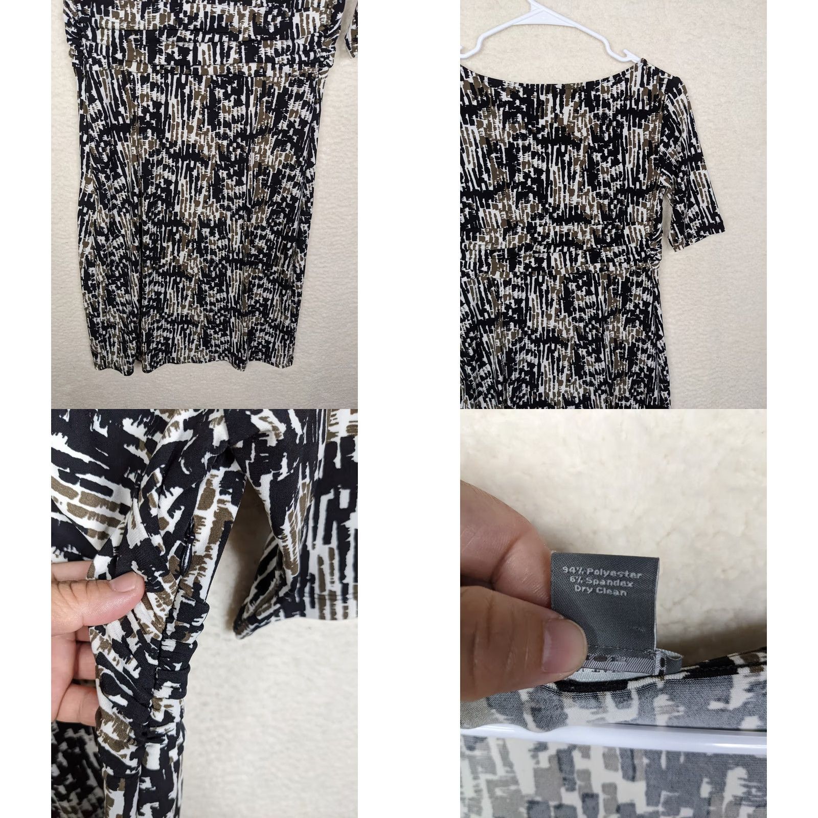 Ann Taylor Ann Taylor Dress Women A-Line Fit & Flare Knee Length Multicolor 0P Petite Round Neck Short Sleeve Button Zip Pattern Solid Casual Business Womens Size XS / US 0-2 / IT 36-38 - 8 Thumbnail