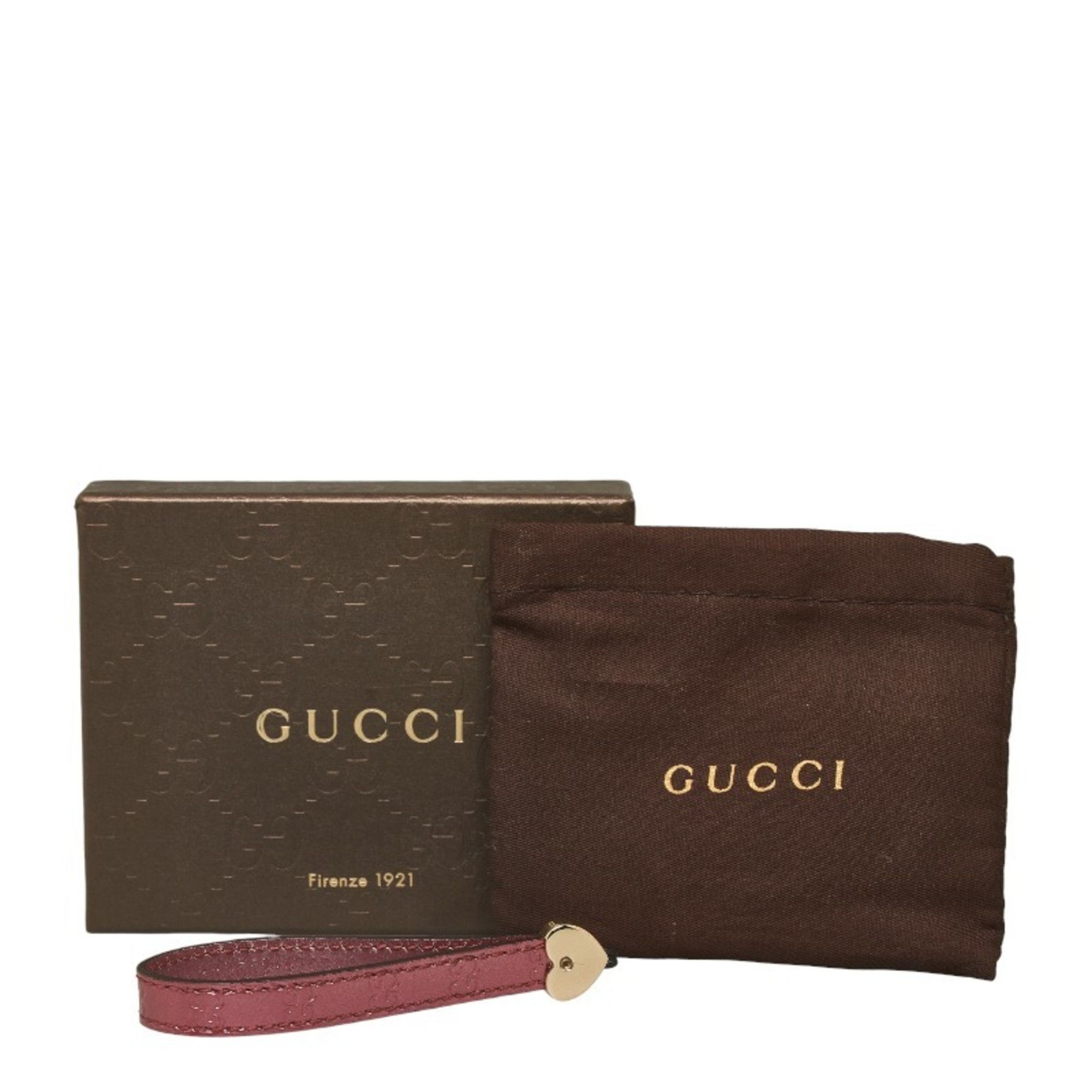 image of Gucci Guccisima Heart Strap Charm 282562 Purple Patent Leather Women's Gucci