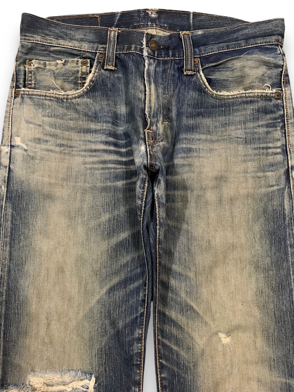 Edwin Vintage Edwin 503 Whiskers Mud Wash Loose Distressed Jeans Size US 33 - 3 Thumbnail