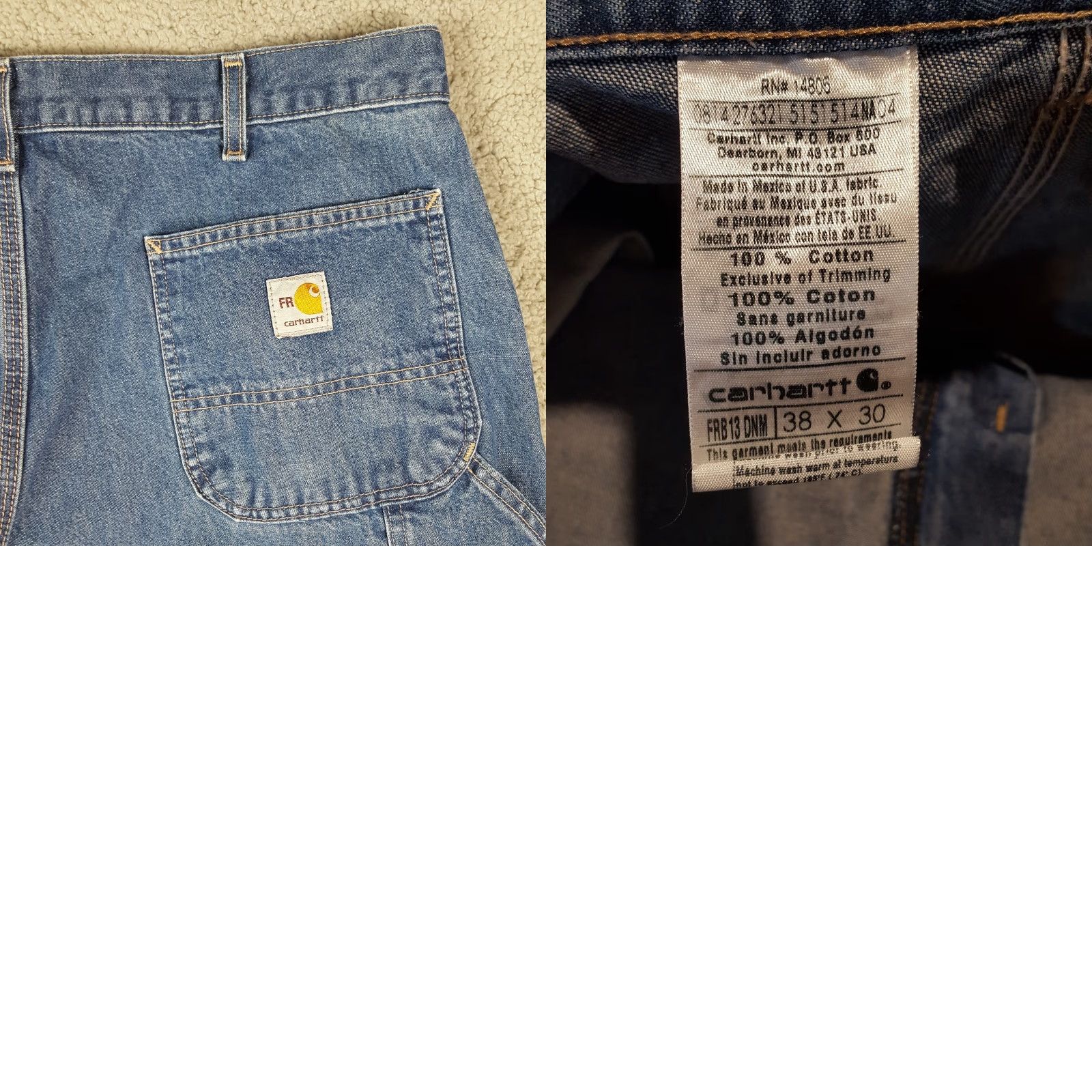 Carhartt VINTAGE Carhartt Flame-Resistant NFPA 2112 Men's Jeans 38x30 Denim Blue Workwear 90s 00s Rock Y2K Size US 38 / EU 54 - 8 Thumbnail