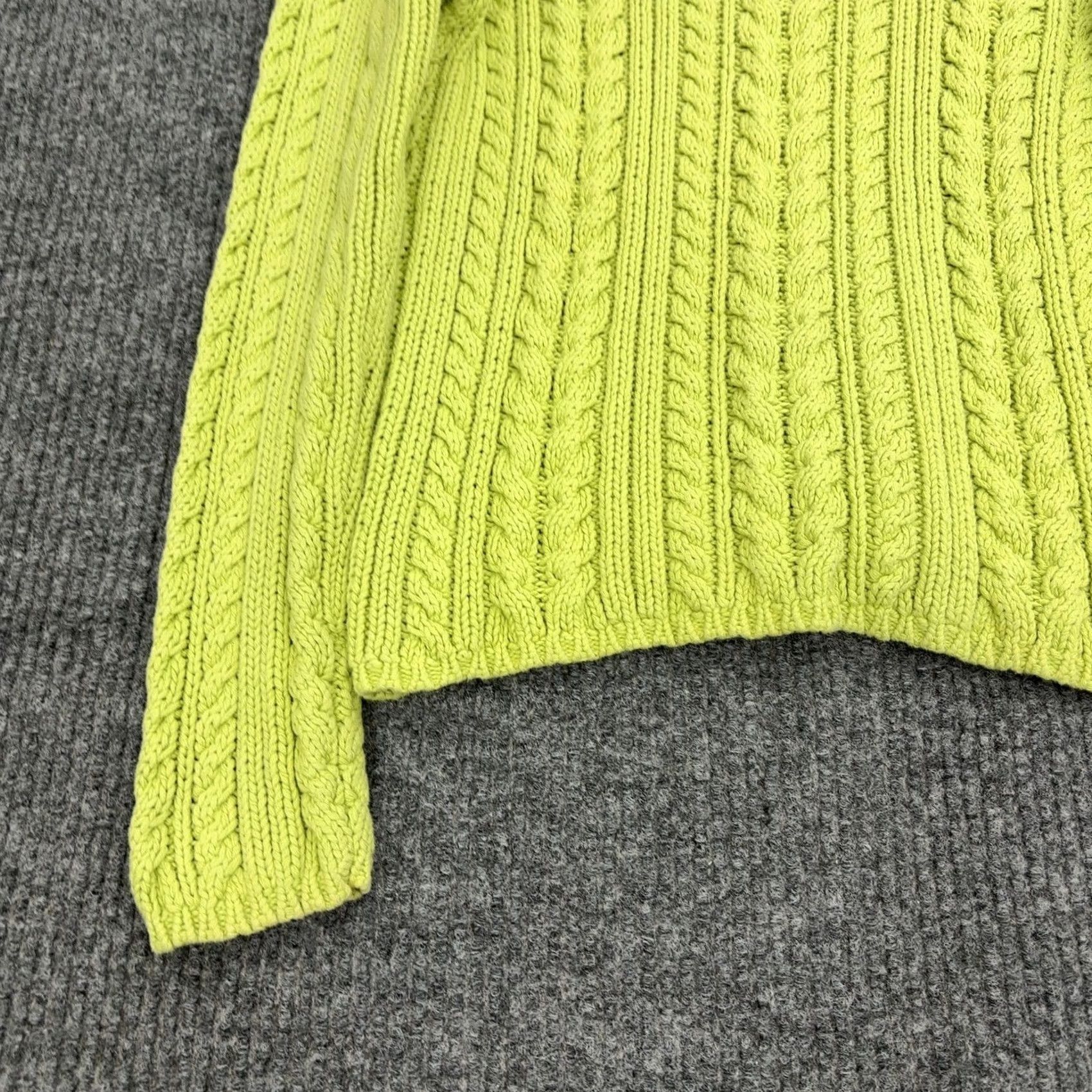J.Crew J.CREW Sweater Womens S Lime Green 100% Cotton Cable-Knit V-Neck Classic Pullover Long Sleeve Size S / US 4 / IT 40 - 6 Thumbnail