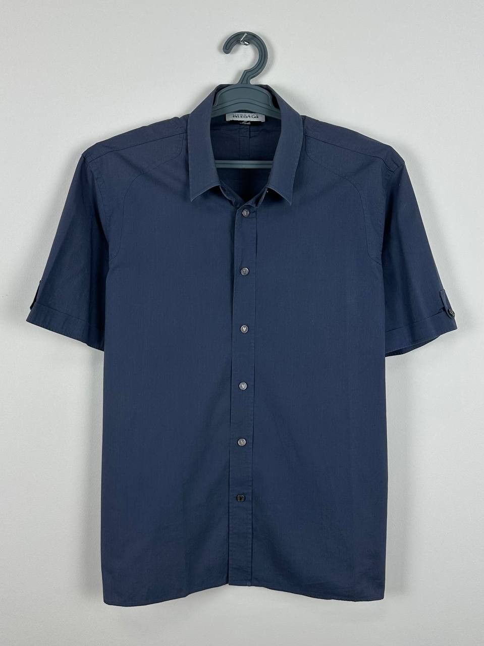 Versace × Vintage Vintage Versace Grey Button Logo Short Sleeve Shirt Size US L / EU 52-54 / 3 - 2 Thumbnail