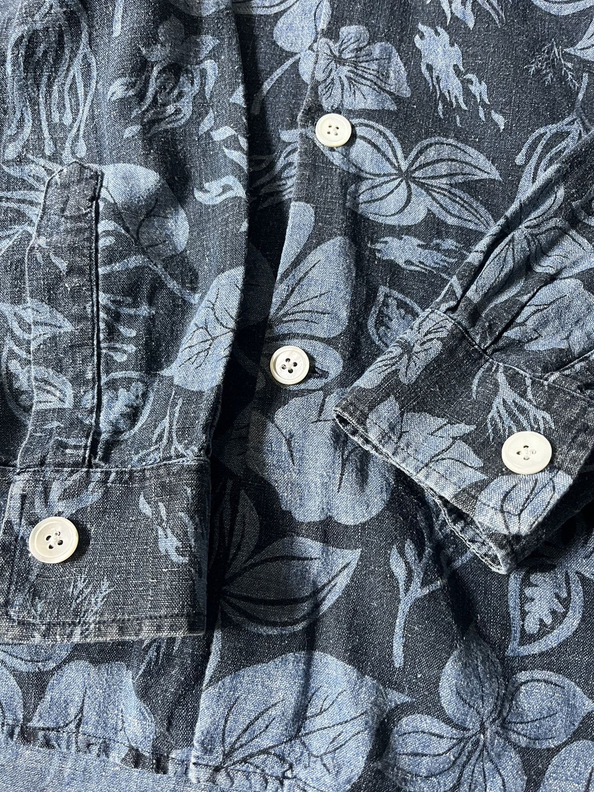 Our Legacy Our Legacy hemp floral button up shirt blue navy Size US M / EU 48-50 / 2 - 7 Thumbnail