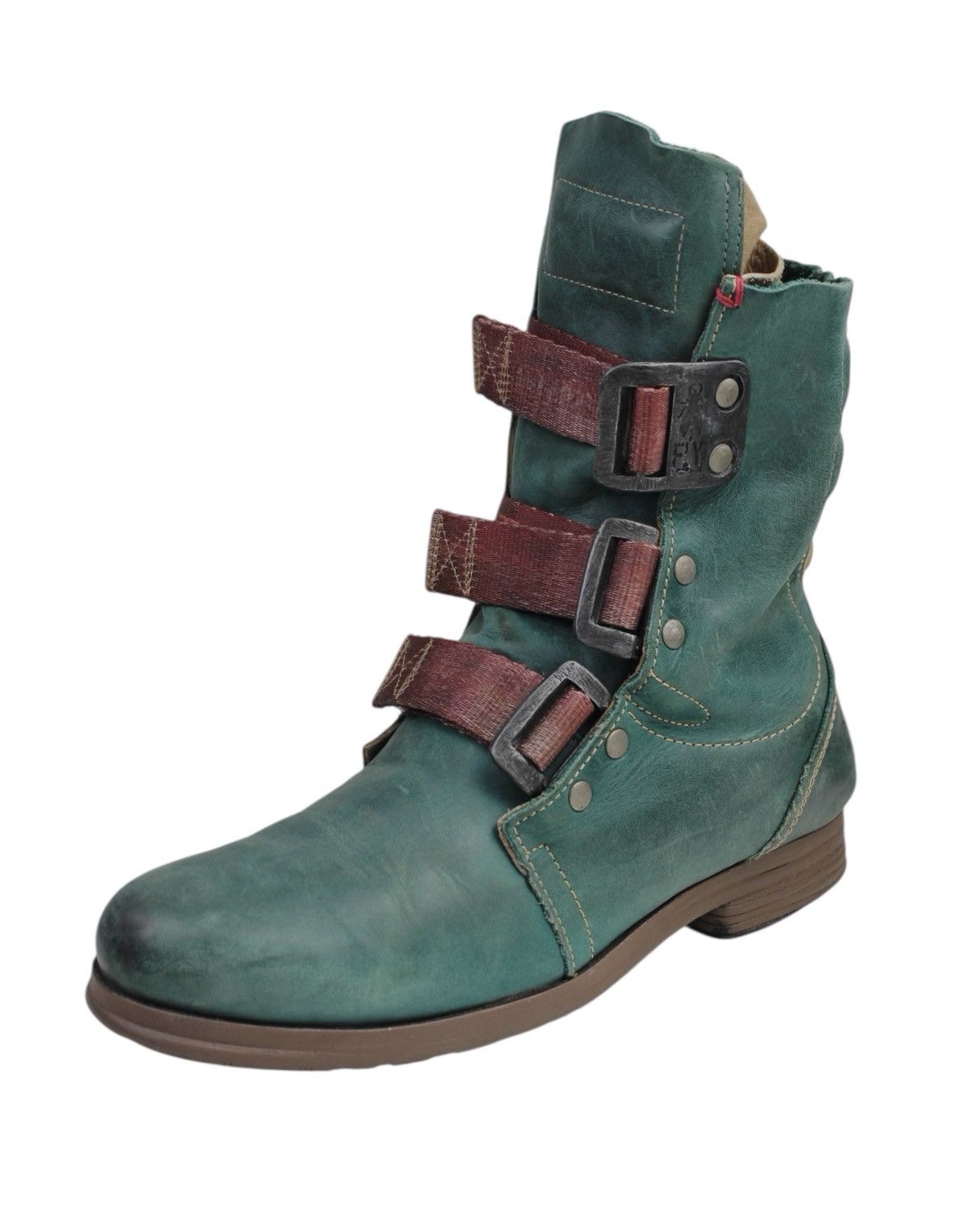 Fly London 2000S FLY LONDON TRIPLE FURY TEAL GREEN LEATHER BOOTS Size US 8 / EU 41 - 3 Thumbnail
