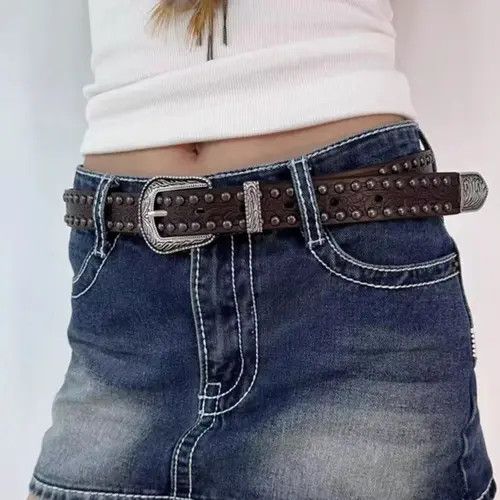Other Gothic Studded Belt (cement gray) Size ONE SIZE - 6 Thumbnail