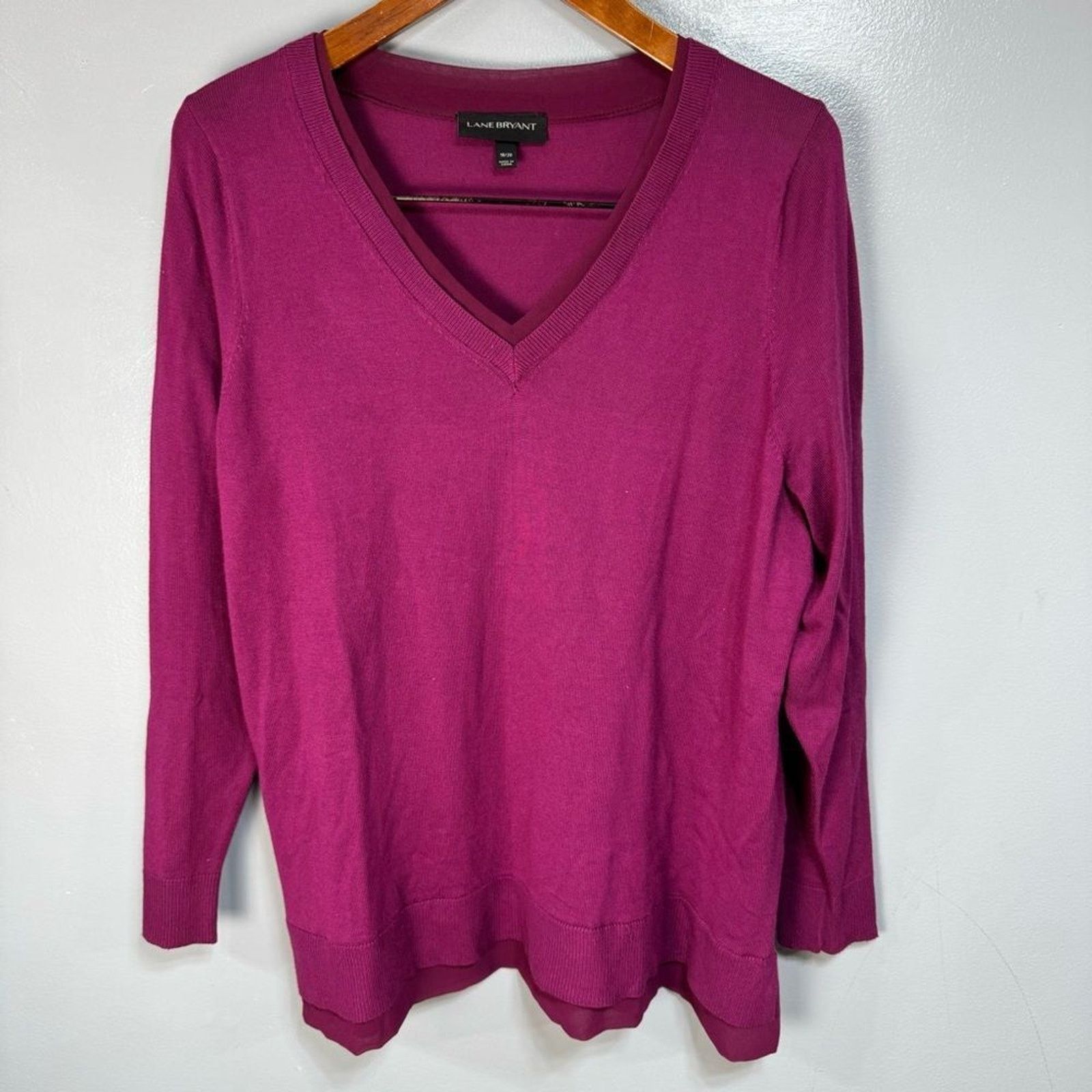 size? Lane Bryant Plus V-Neck Sweater sz 2X Faux Layered # E843 Size XXL / US 16-18 / IT 52-54 - 2 Thumbnail