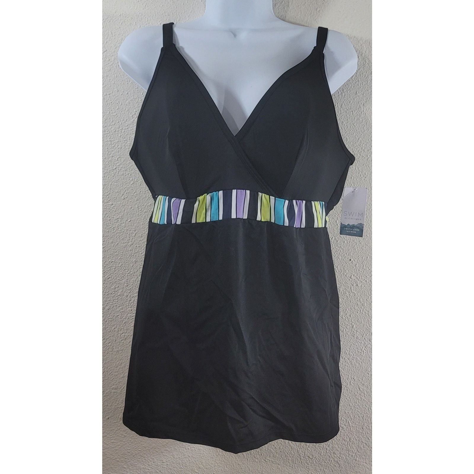 Other Cacique Black Multicolor Tankini Double V Swim Top 14 NWT Size ONE SIZE - 1 Thumbnail