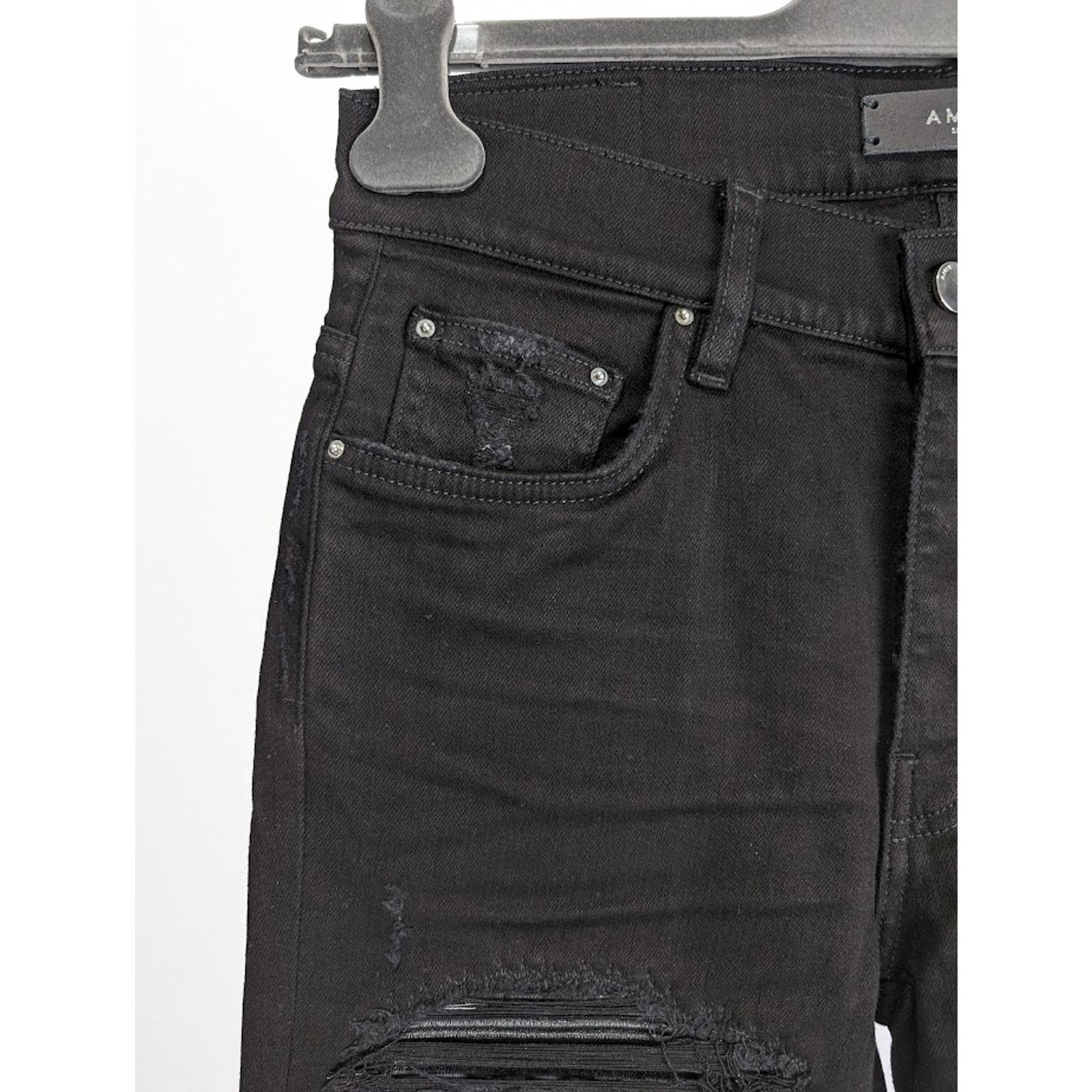 Amiri o1rshd1 Leather Thrasher Jeans in Black Size US 30 / EU 46 - 8 Thumbnail